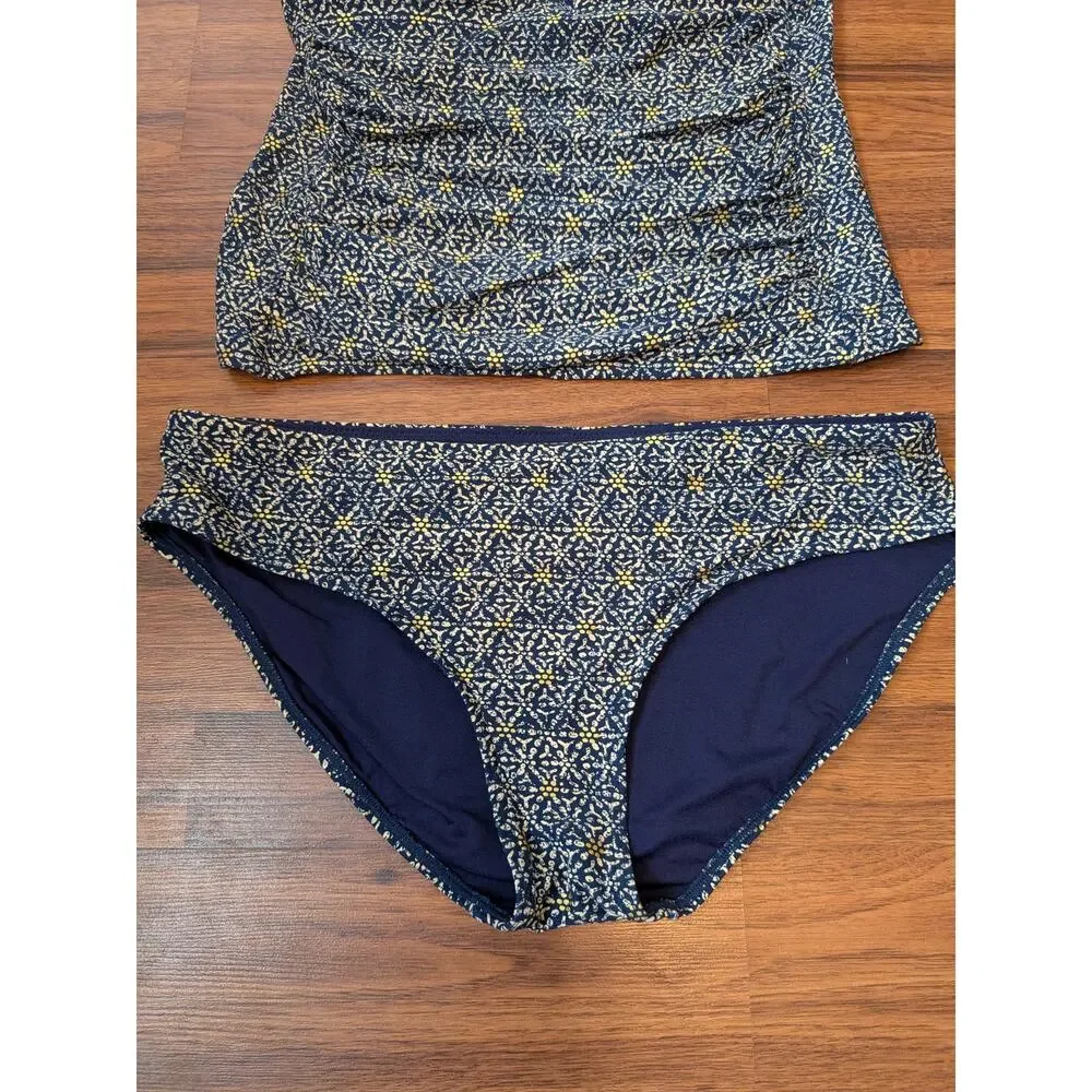 Bond-eye Australia Nip Tuck Tankini Swimsuit Set Size 10 Navy Gold Floral